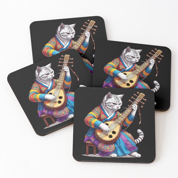 Item preview, Feline Baroque Whisperer, Korean Cat Playing Gayageum designed and sold by Tiszert.
