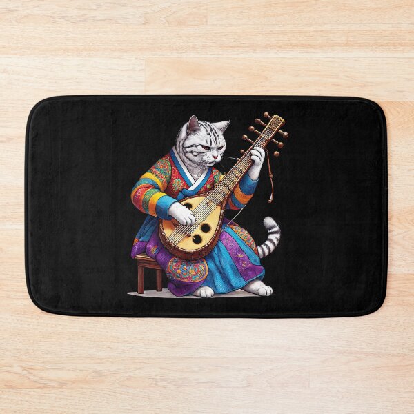 Item preview, Feline Baroque Whisperer, Korean Cat Playing Gayageum designed and sold by Tiszert.