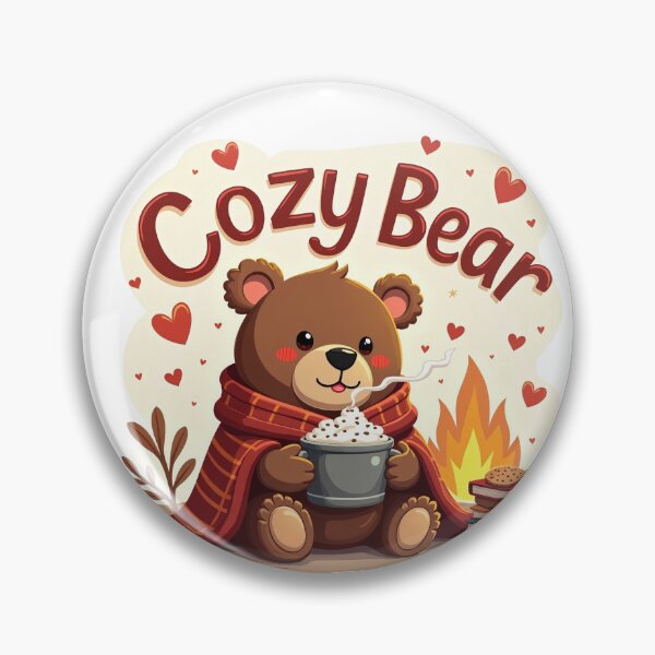 Item preview, Cozy Bear by the Campfire with Hot Cocoa designed and sold by Bulwshop.
