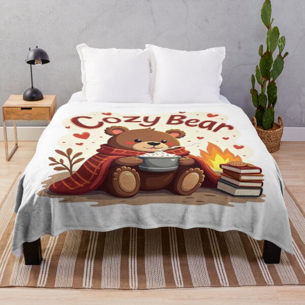 Item preview, Cozy Bear by the Campfire with Hot Cocoa designed and sold by Bulwshop.