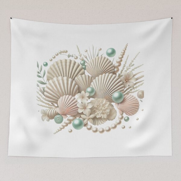 Item preview, Coastal Elegance: Seashells and Pearls designed and sold by EsraaCreations.