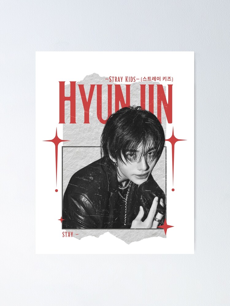 Stray Kids Hyunjin Y2K Scrapbook Preppy Black and Red Collage