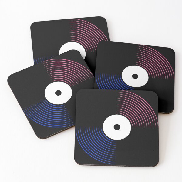 Item preview, Retro Record Art in blue and pink, simple and minimalist nostalgia designed and sold by LaVacheDesign.