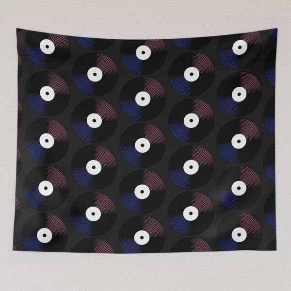 Item preview, Retro Record Art in blue and pink, simple and minimalist nostalgia designed and sold by LaVacheDesign.