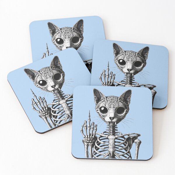 Item preview, Skeleton Cat Ethereal Middle Finger designed and sold by TSQ.