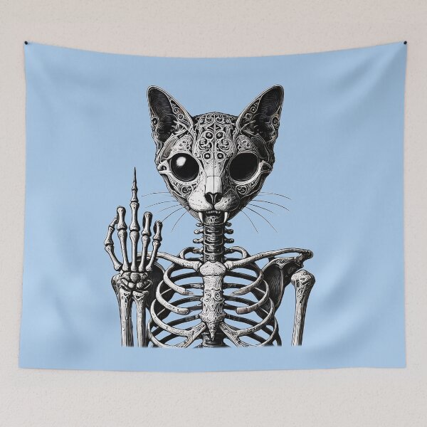 Item preview, Skeleton Cat Ethereal Middle Finger designed and sold by TSQ.