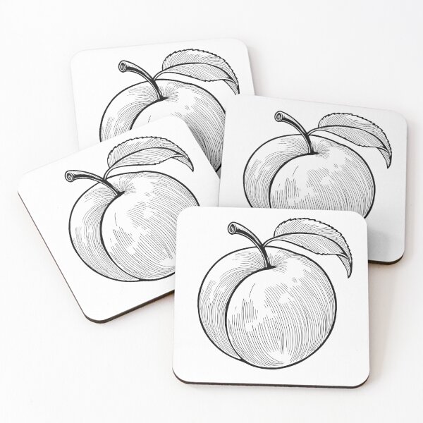 Item preview, Peach hand drawn illustration line art engraving isolated on white background designed and sold by AllaMashycheva.