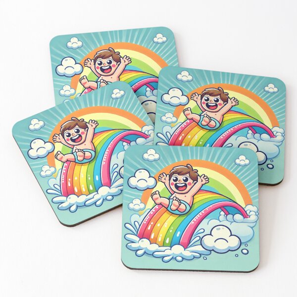 Item preview, Joyful Cartoon Sliding on Rainbow designed and sold by RainbowSlide.