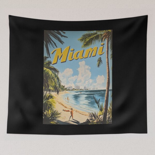 Item preview, Vintage Miami Travel Poster designed and sold by Boddicca.