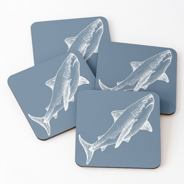 Item preview, Vintage Blue and White Shark designed and sold by darkskydelights.