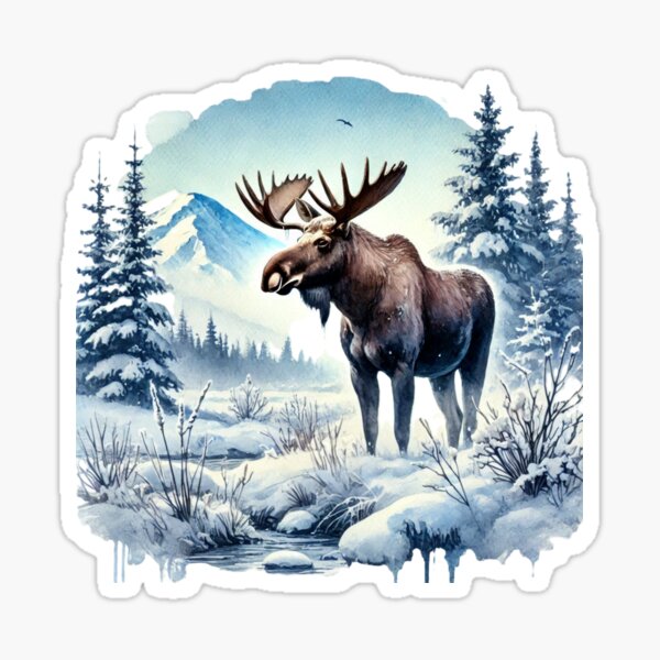Item preview, Moose in The Snow Watercolor designed and sold by NCalNoveltees.