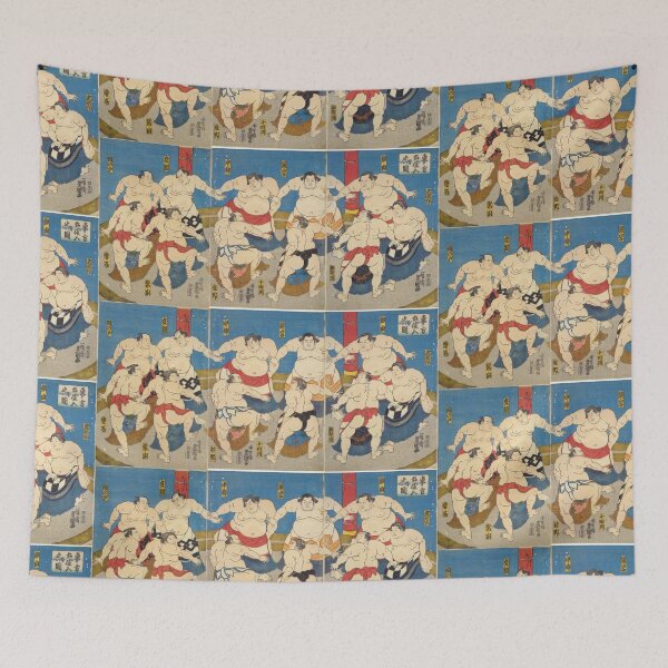 Item preview, Utagawa Kunisada 歌川国貞 Sumo wrestlers in circle performing entering ceremony  designed and sold by TeeARTHY.