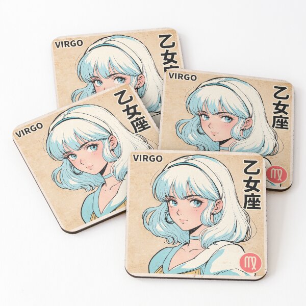 Item preview, Virgo Zodiac Sign Pretty Anime Girl Vintage Postage Stamp Retro Aesthetic designed and sold by onlyanimevibes.