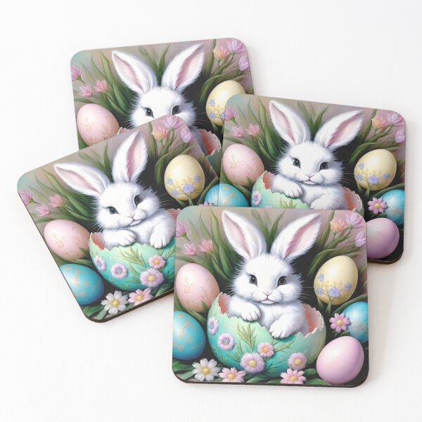 Item preview, Happy Easter Bunny and colorful Easter eggs and flowers  designed and sold by DreamingAwake1.