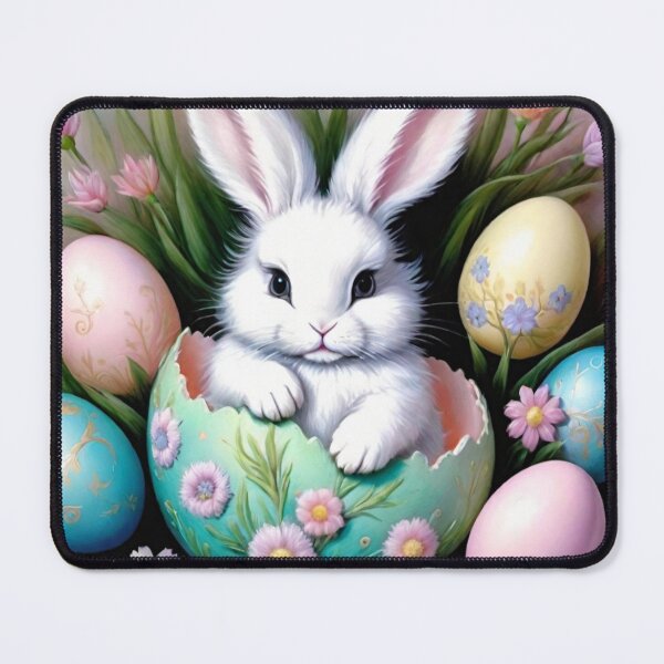Item preview, Happy Easter Bunny and colorful Easter eggs and flowers designed and sold by DreamingAwake1.