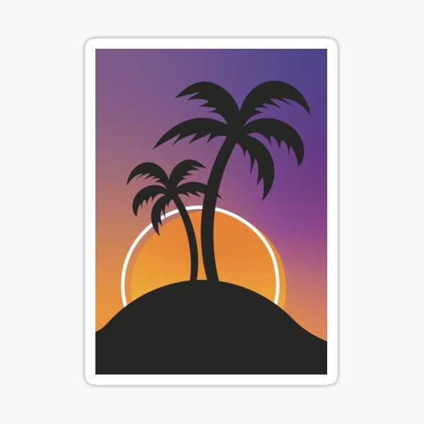 Palm trees on the beach at sunset vacation travel Sticker
