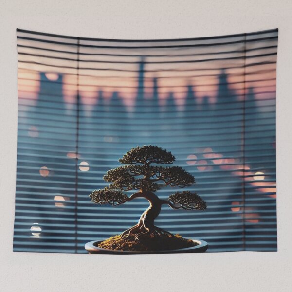 Item preview, Twilight Bonsai - Serene Macro Art with Urban Backdrop designed and sold by MellowLazy.