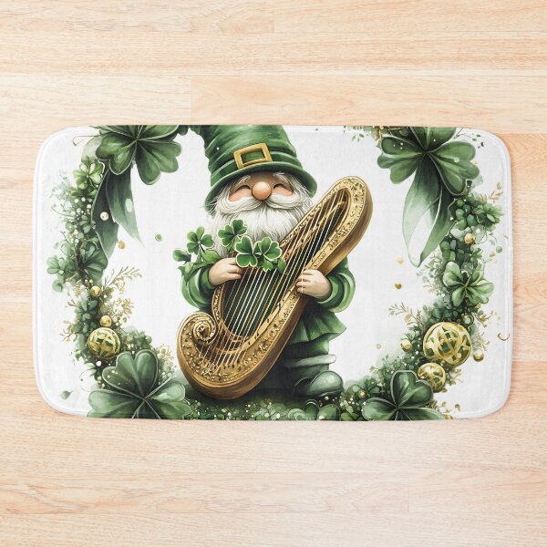 Item preview, Cute Happy Harp-Playing Gnome St. Patrick’s Day Clipart Watercolor Digital Art designed and sold by AnnDesignStudio.