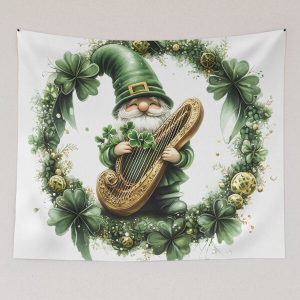 Item preview, Cute Happy Harp-Playing Gnome St. Patrick’s Day Clipart Watercolor Digital Art designed and sold by AnnDesignStudio.