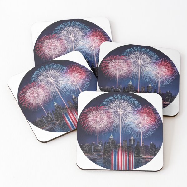Item preview, Fireworks Display over a City Skyline - A Patriotic Fourth of July Celebration designed and sold by Art00786.