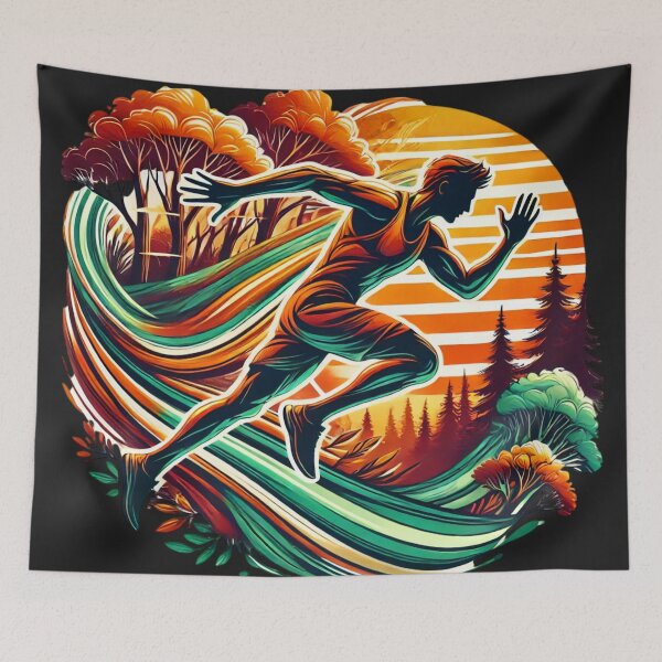 Item preview, Sunset Trail Runner - Vibrant Running Artwork designed and sold by Desireehaz.