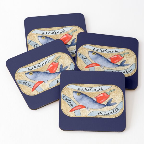 Item preview, Tin of Spicy Sardines in Watercolor designed and sold by andrebalest.art.