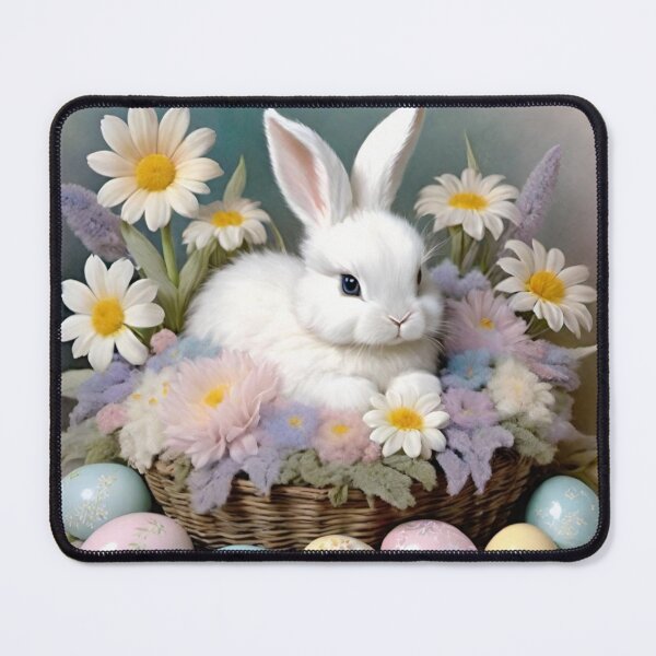 Item preview, Happy Easter Bunny and colorful Easter eggs and flowers V2 designed and sold by DreamingAwake1.