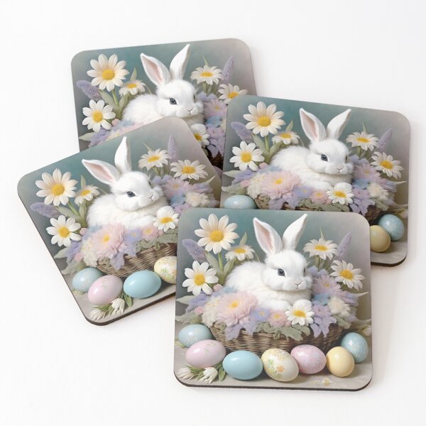 Item preview, Happy Easter Bunny and colorful Easter eggs and flowers V2 designed and sold by DreamingAwake1.