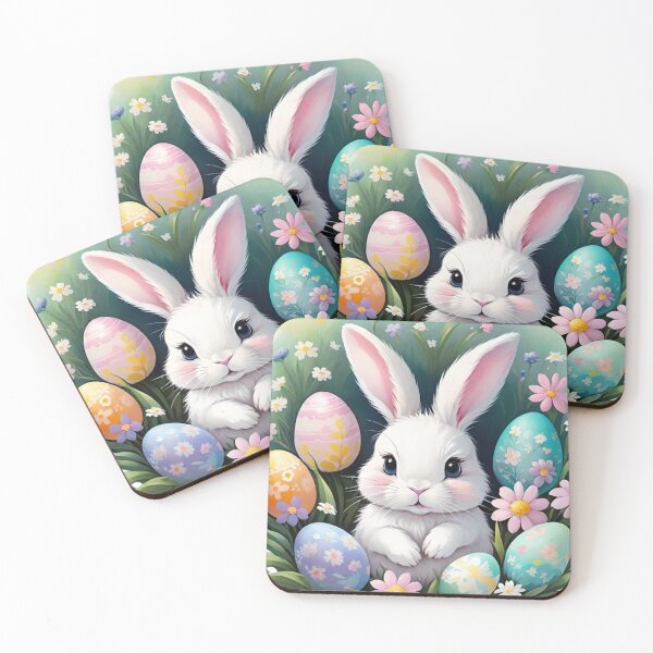 Item preview, Happy Easter Bunny and colorful Easter eggs and flowers V3 designed and sold by DreamingAwake1.