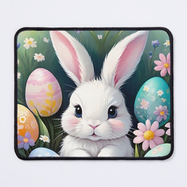 Item preview, Happy Easter Bunny and colorful Easter eggs and flowers V3 designed and sold by DreamingAwake1.