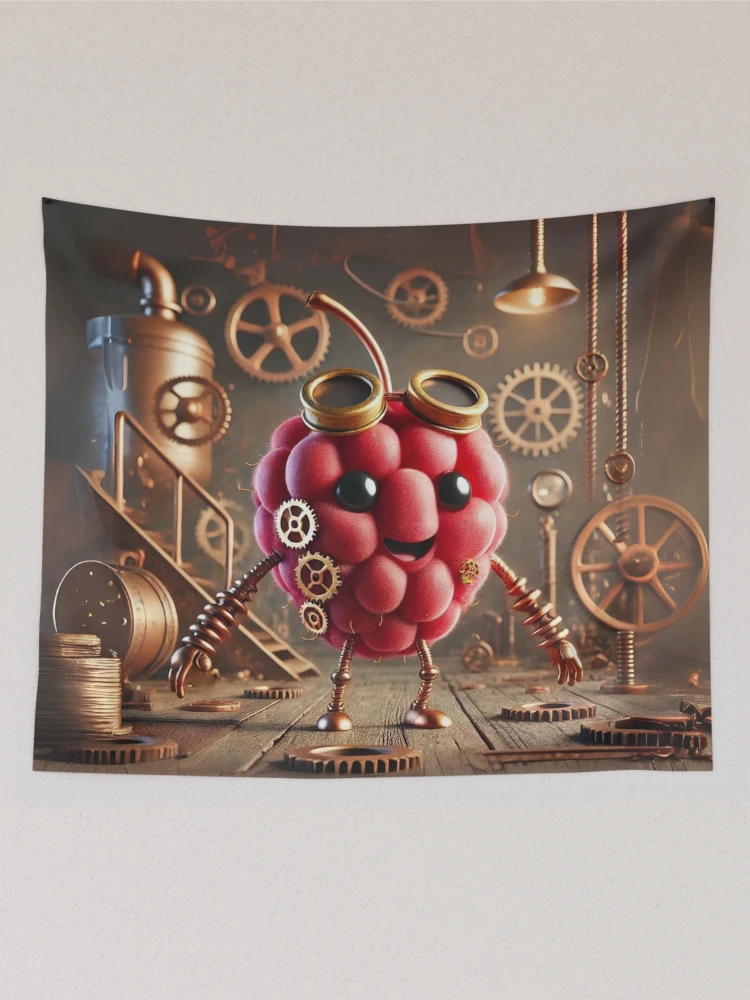 Thumbnail 2 of 3, Tapestry, Steampunk Raspberry designed and sold by Sillytoe.