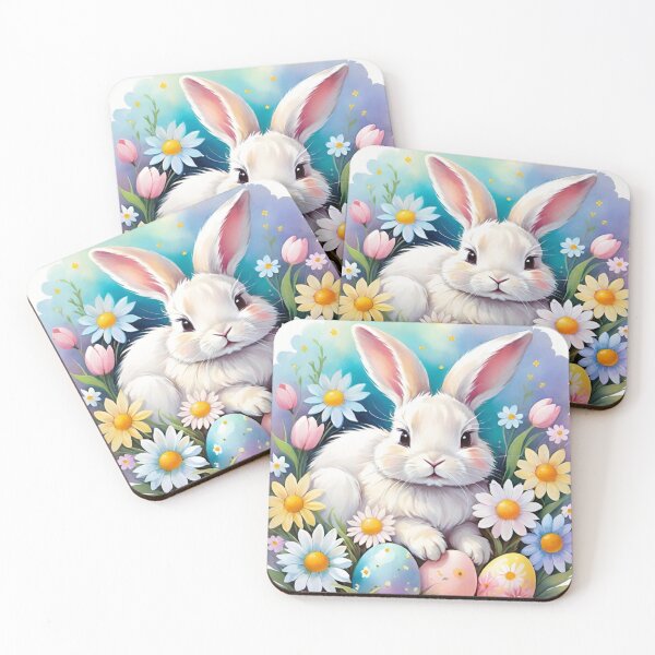 Item preview, Happy Easter Bunny and colorful Easter eggs and flowers V4 designed and sold by DreamingAwake1.