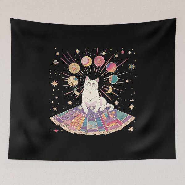 Item preview, Celestial Cat with Tarot Cards - Mystical Illustration designed and sold by PandaKunst.