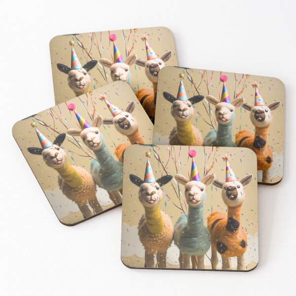 Item preview, Party Felted Llamas with Balloons and Confetti designed and sold by TringTringCards.