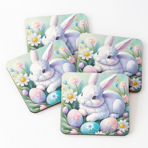 Item preview, Happy Easter Bunny and colorful Easter eggs and flowers V5 designed and sold by DreamingAwake1.