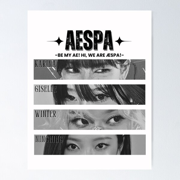 Item preview, Aespa Group Eye Members Y2K Preppy Blank And White Collage Design designed and sold by HELL0WBELLO.