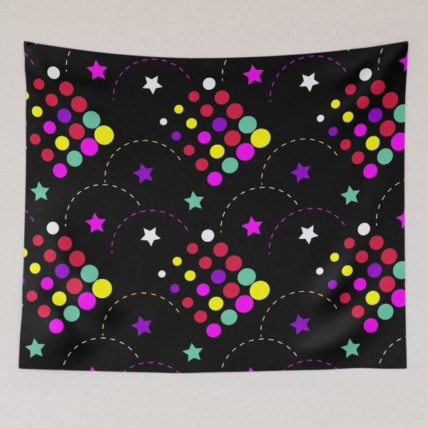 Item preview, A bright pattern of stars and circles on black designed and sold by ANVivid.