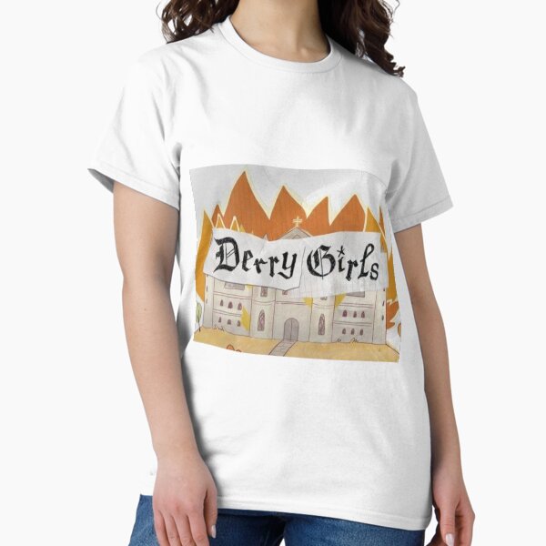 Vista previa del artículo con la obra «Póster con el título de Derry Girls», diseñado y vendido por Mowgv.