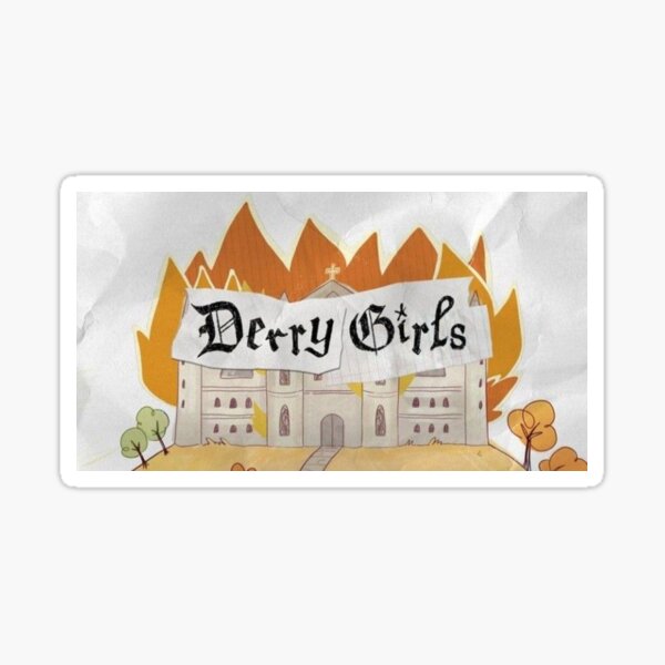 Vista previa del artículo con la obra «Póster con el título de Derry Girls», diseñado y vendido por Mowgv.