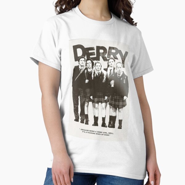 Item preview, Derry Girls Monochrome Black White Fan Poster designed and sold by Mowgv.