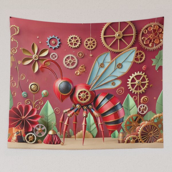 Item preview, Steampunk Red Paper Wasp designed and sold by Sillytoe.