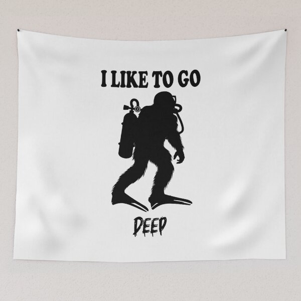 Item preview, Bigfoot Scuba Dive To deep Long Sleeve Shirt, Diving Sasquatch designed and sold by Papinour.