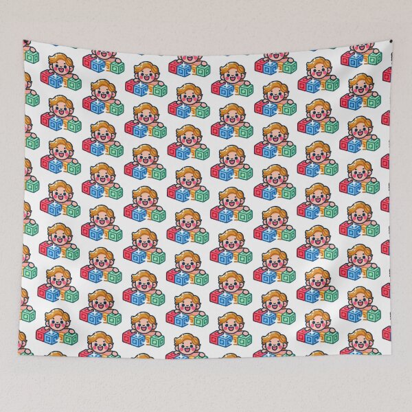 Item preview, Playful Child with Colorful Blocks designed and sold by Akioos.