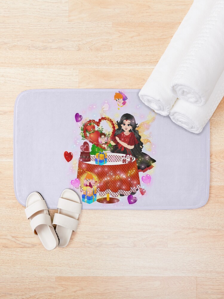 Thumbnail 2 of 6, Bath Mat, Hallie's Valentine Shop~Decorating For Valentine's Day designed and sold by FairyBookClub.