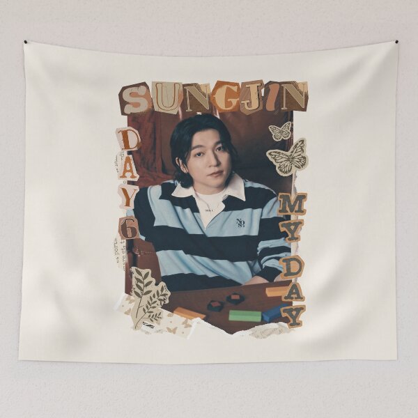 Item preview, DAY6 Sungjin Members Retro Scrapbook Brown Collage Design designed and sold by HELL0WBELLO.