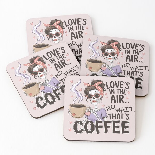Item preview, Funny Love's In The Air No Wait, That's Coffee Skeleton Valentines Day designed and sold by Cute & Sassy Custom Gifting Boutiques.