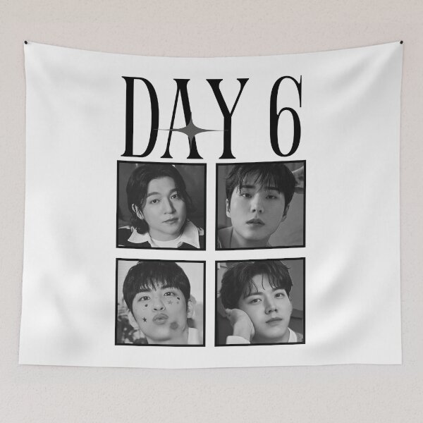 Item preview, DAY6 Group Members Retro Scrapbook Black And White Collage Design designed and sold by HELL0WBELLO.