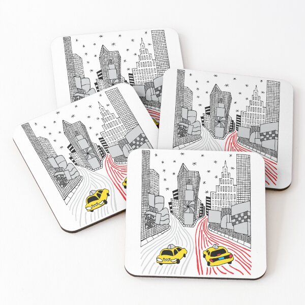 Item preview, Times Square - Black Outline, Yellow Taxis designed and sold by Tim Veiga.