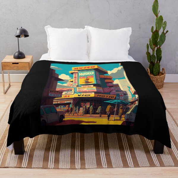 Item preview, Retro-Futuristic Marketplace: A Vibrant Cityscape of Tomorrow designed and sold by ZGigerBarker.