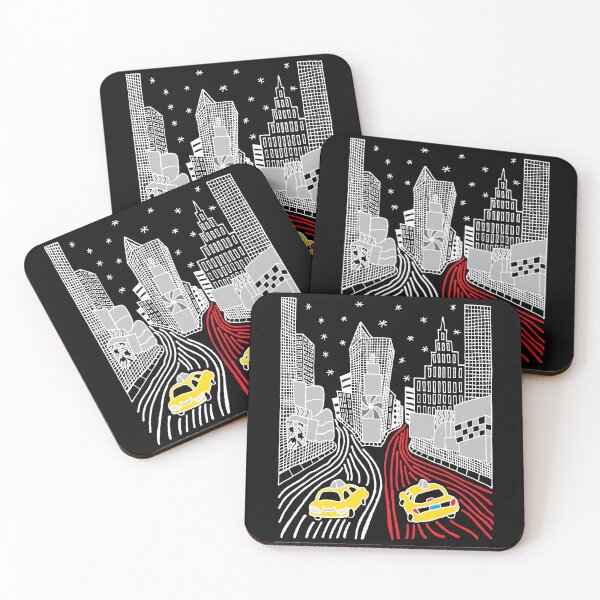 Item preview, Times Square - White Outline, Yellow Taxis designed and sold by Tim Veiga.